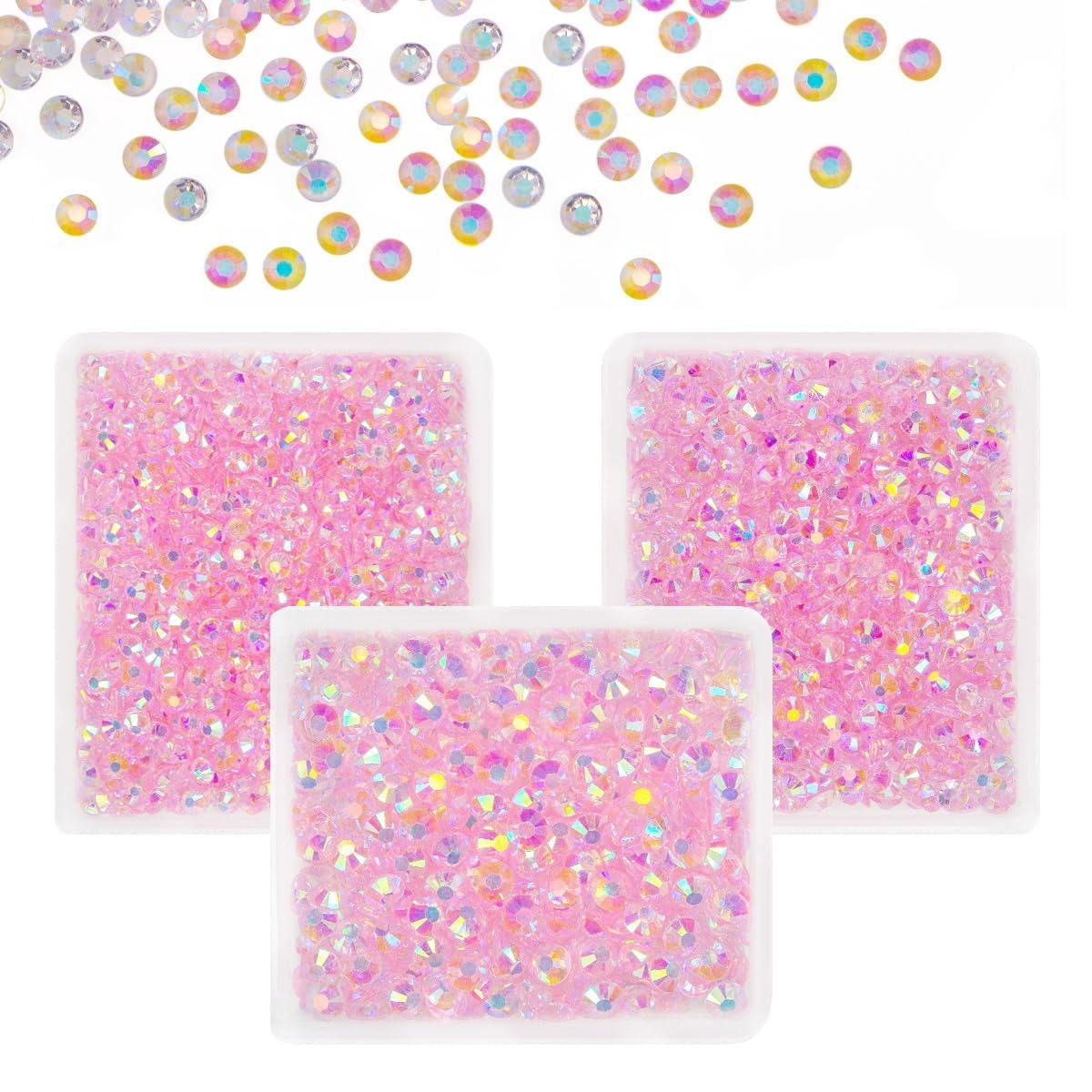 Transparent Clear Light Pink AB Jelly Resin Rhinestones for Crafting 3mm 4mm 5mm Flatback Stones Diamonds Crystals Gems Charms for Nails Face Eyes Makeup Tumblers Bottles Crafts Clothes Shoes