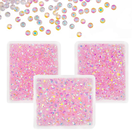 Transparent Clear Light Pink AB Jelly Resin Rhinestones for Crafting 3mm 4mm 5mm Flatback Stones Diamonds Crystals Gems Charms for Nails Face Eyes Makeup Tumblers Bottles Crafts Clothes Shoes