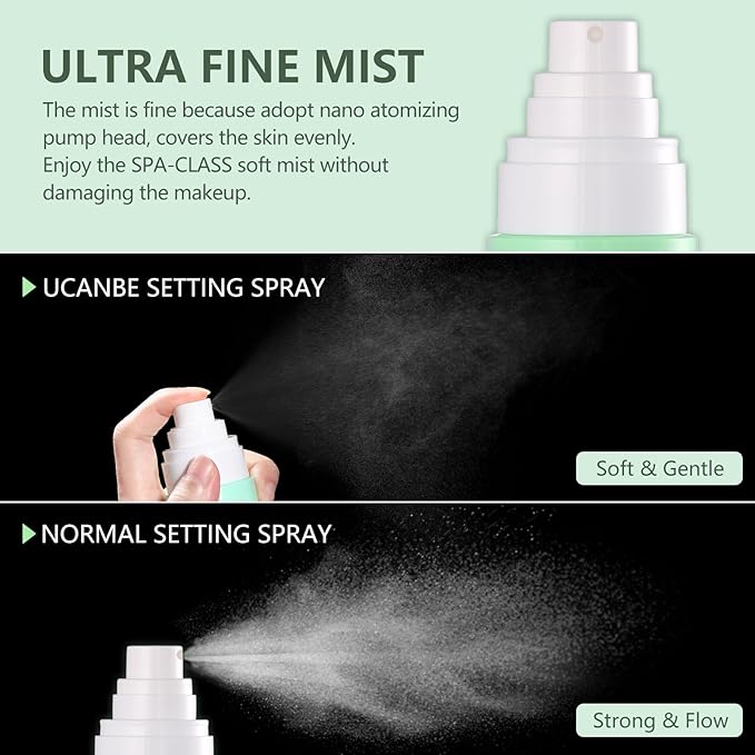 Dewy Makeup Setting Spray Kit-3.38 Fl oz Hydrating Illuminating Finishing Spray Lightweight Face Mist All Day Long Make up Fixer +2PCS Sponge Puff, Hydrate Skin for a Bright Look