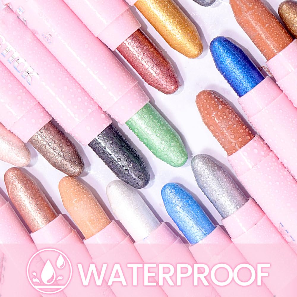 evpct 2Pcs Cream Eye Shadow Brightener Sticks Set for Eyes Waterproof, Violet & Royal Blue Shimmer Cream Eyeshadow Applicator Stick Long Lasting Pigmented Eye Makeup sombras en crema para ojos 9+13