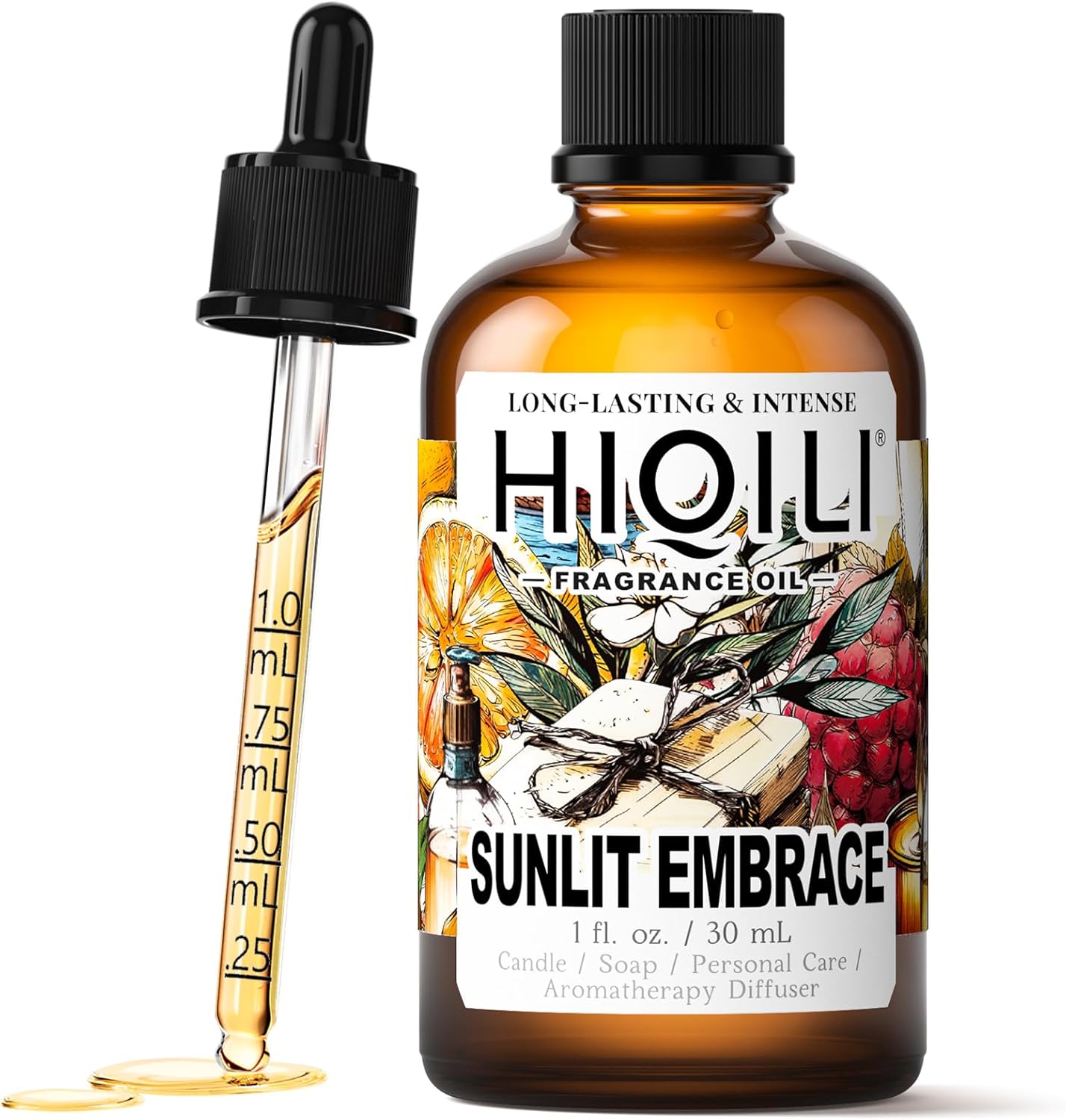 HIQILI Sunlit Embrace Fragrance Oil for Diffuser, Inspired by L.Coste BLC Eud-TOI.Lette 12, Candle, Soap & Perfume Making, Floral-Woody Scent, Long Lasting Aroma - 1 Fl Oz