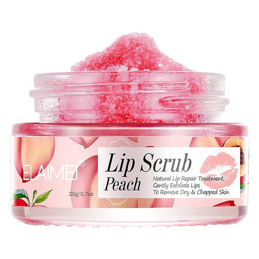 Lip Scrubs Exfoliator & Moisturizer, Lip Repair for Lush Soft Lips, Lip Moisturizer for Chapped Dry and Flaky Lips Treatment (Peach)
