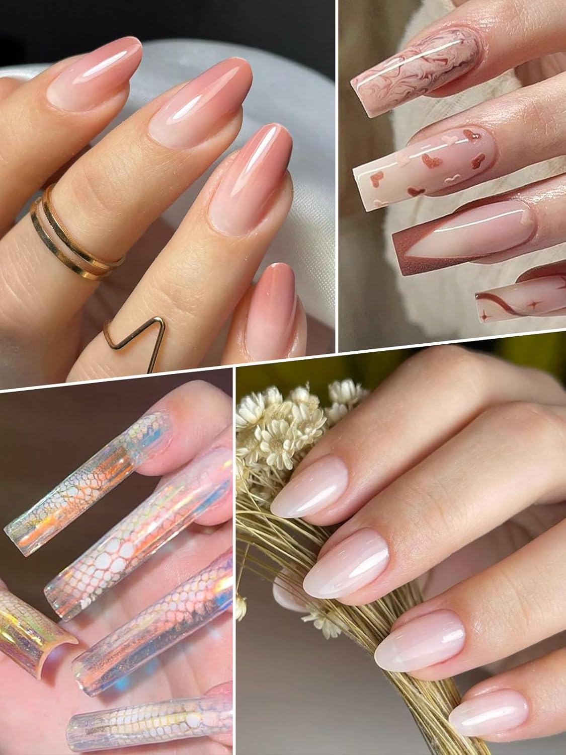 TOROKOM Poly Nail Gel Dual Nail Forms, 150 PCS Poly Nail Gel Square Structure Nail Molds for Builder Gel Poly Extension Gel Nail Art Design Salon&DIY