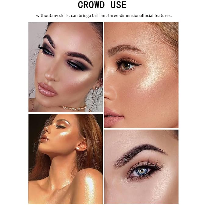 MEICOLY Baked Highlighter Powder Palette,Natural Face Highlighter Shimmer Powder,Long Lasting Glittery Highlighter Makeup Face Luminizer,01 Pearl White