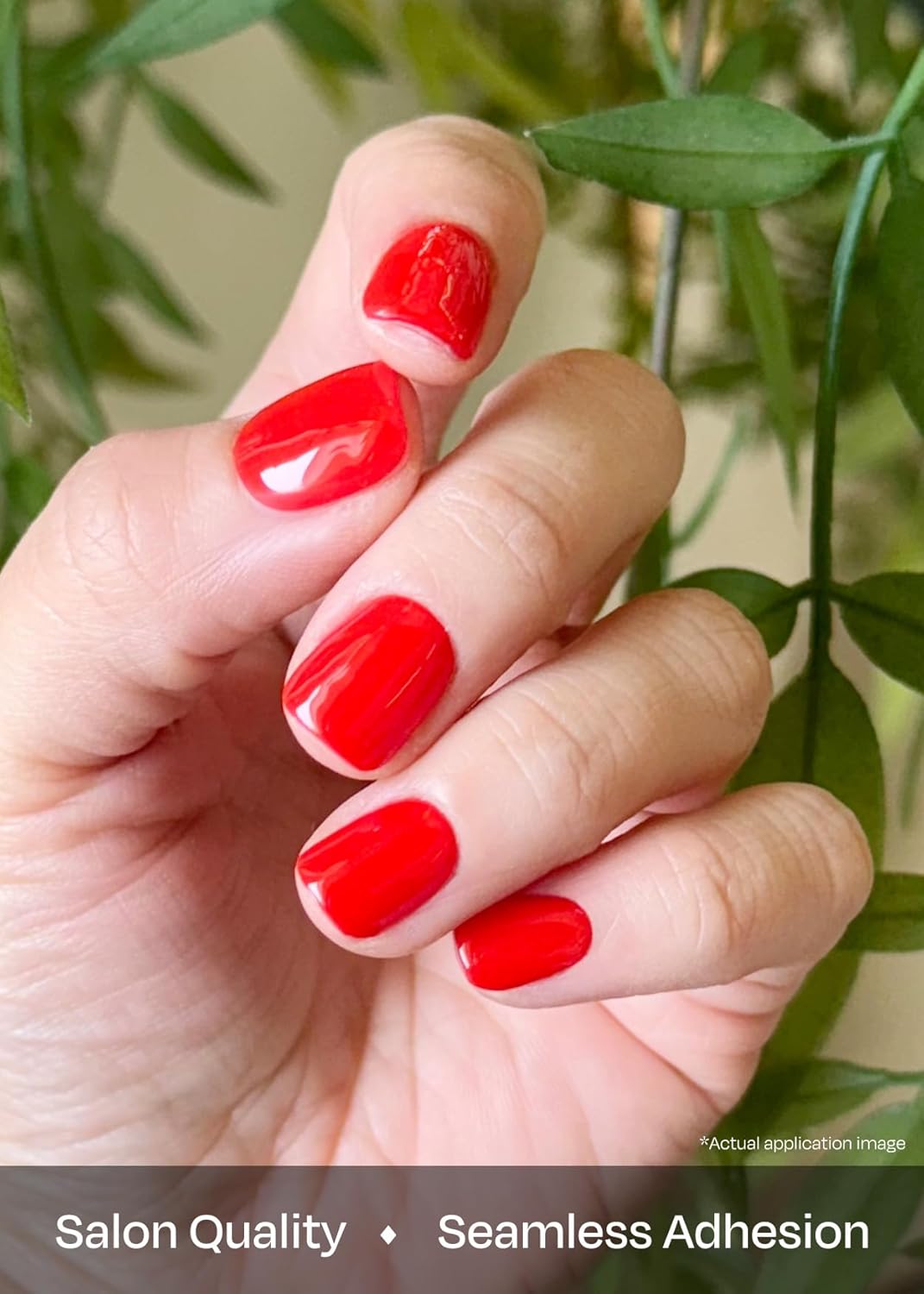 ohora Semi Cured Gel Nail Strips (N Hot Cherry) - Works with Any Lamps, Salon-Quality, Long Lasting, Easy to Apply & Remove - Includes 2 Prep Pads, Nail File & Wooden Stick