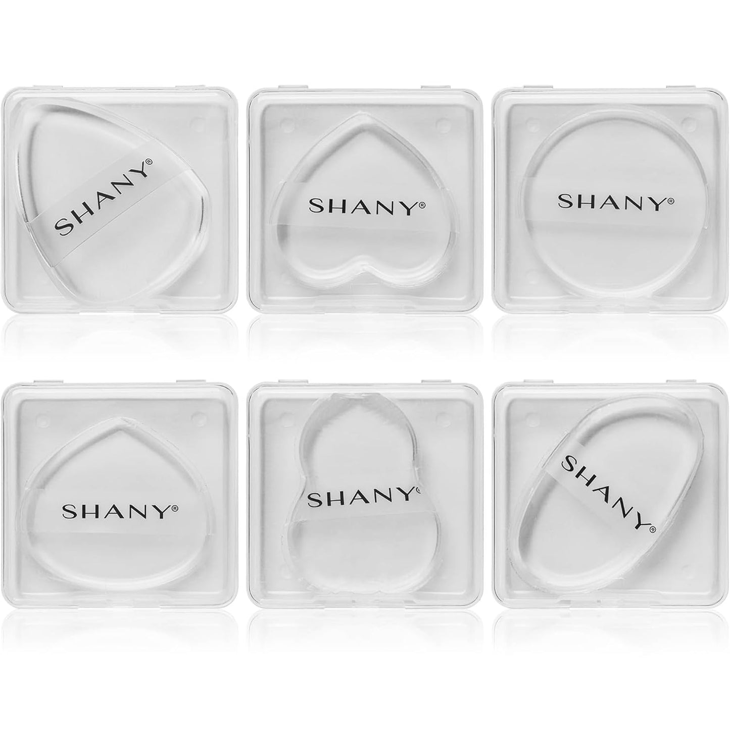SHANY Stay Jelly Silicone Sponge Set - Clear & Non-Absorbent Makeup Blending Sponges for Flawless Application with Foundation - Assorted Sizes and Shapes - Pack of 6