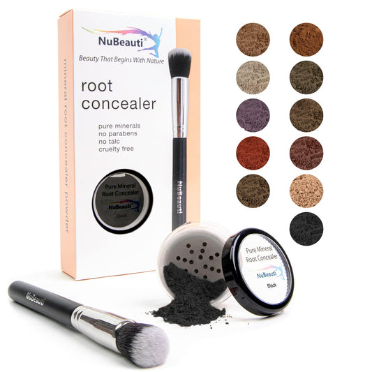 Hair Root Touch Up Powder - Black - Root Cover Up & Hairline Concealer - Longer-Lasting Power - 11 True-to-Nature Shades - Zero Fragrance, Talc or Parabens - With Brush
