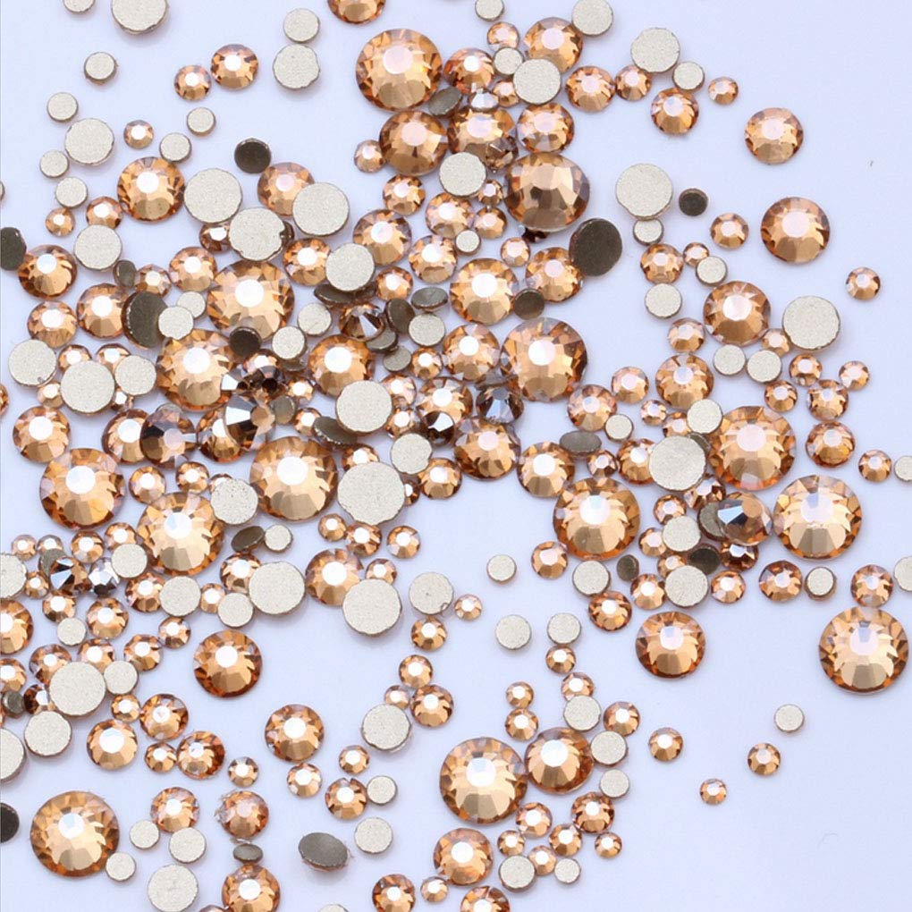 Rhinestones flat back gems round DIY decorative Nail Face and apparel accessories ss3-20 mix size(4320pcs champagne)