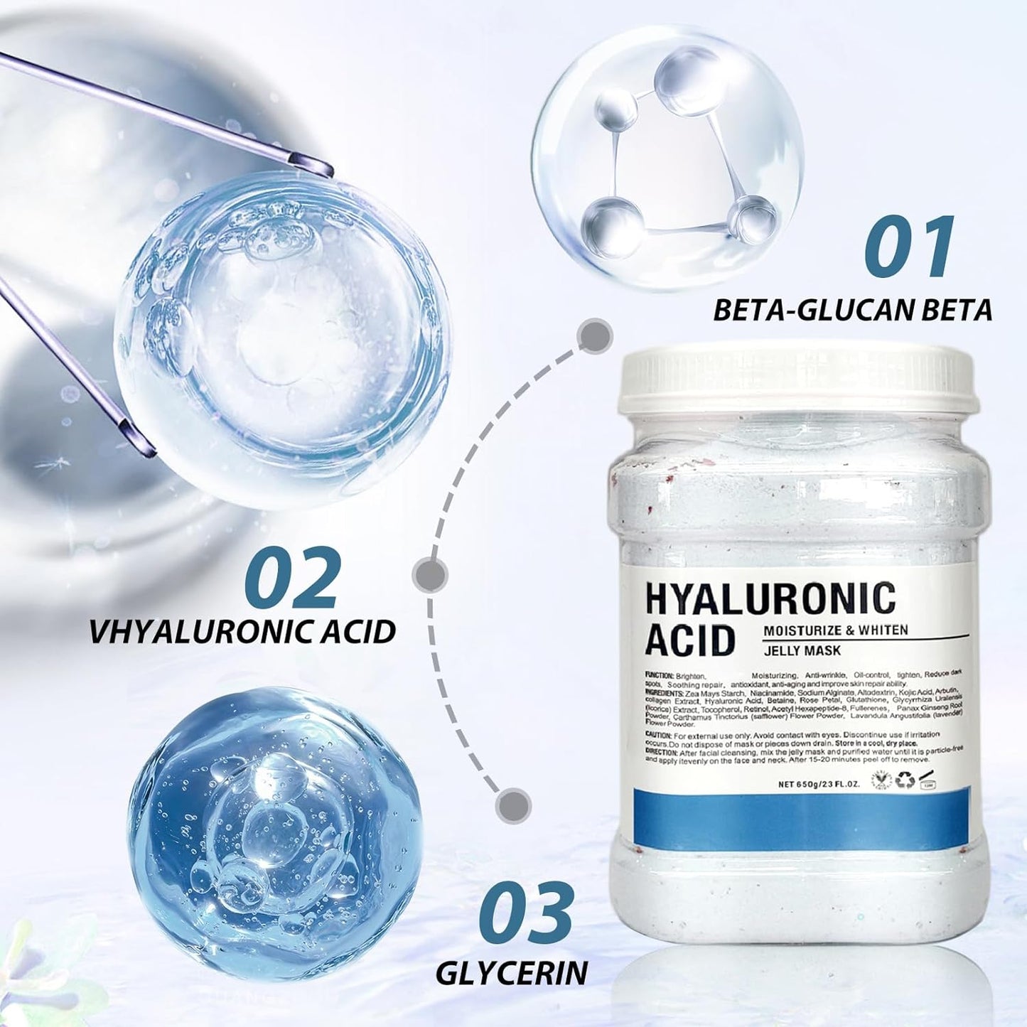 Jelly Mask for Facials, Hydrating & Moisturizing Peel-Off Rubber Gel Face Mask Skin Care for Deep Hydration & Glow, 23 Fl Oz Jar Professional Spa Use for All Skin Types with hyaluronic acid