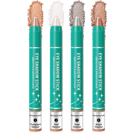 4Pcs Eyeshadow Stick, Cream Eye Shadow Brightener Sticks Set for Eyes, Champagne Pearl Taupe Bronze Cocoa Stone Putty Smoky Amethyst Shimmer Matte Pencil Eye Eye Liner Makeup Waterproof (4PCS A)