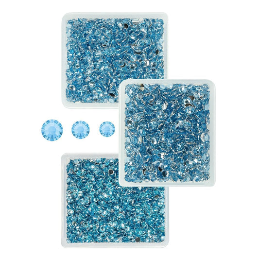 Light Blue Crystal Resin Rhinestones for Crafting 3mm 4mm 5mm Baby Blue Flatback Stones Non-Hotfix Diamonds Crystals Gems Charms for Nails Face Eyes Makeup Body Tumblers Bottles Crafts Clothes