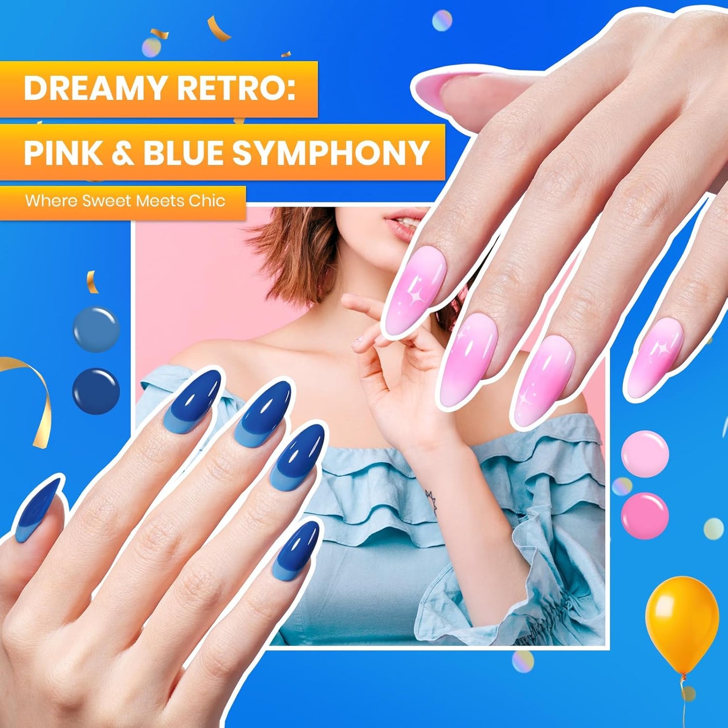 Beetles Gel Nail Polish Set - Transcendent Allure 60 Colors Fall Gel Polish Kit Orange Burgundy Red Glitter Hot Pink Blue White Black with Base Top Coat Gifts for Women