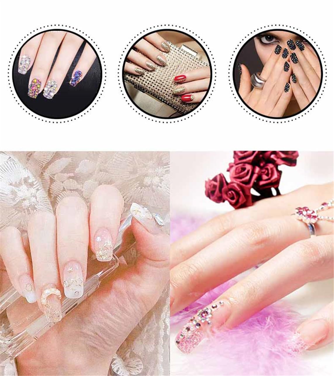 720 Pcs SS30 6mm Flatback Rhinestones for Nails Art Crafts Glitter Round Shine Gems AB Crystals DIY Clothes Shoes （Black-Bottom Purple Red AB）