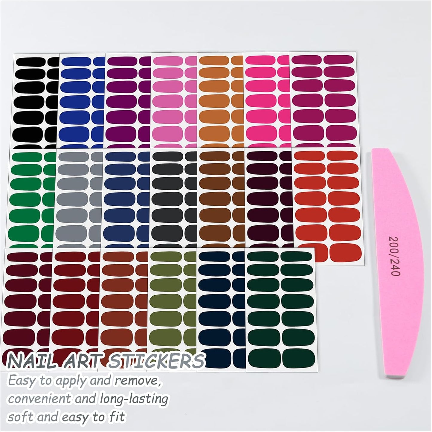 SILPECWEE Nail Stickers Full Nail Wraps (20 Sheets, Bright Color), Self Adhesive Nail Polish Strips, Gel Strips Manicure Design, Fingernail Sticker Nails for Women with File