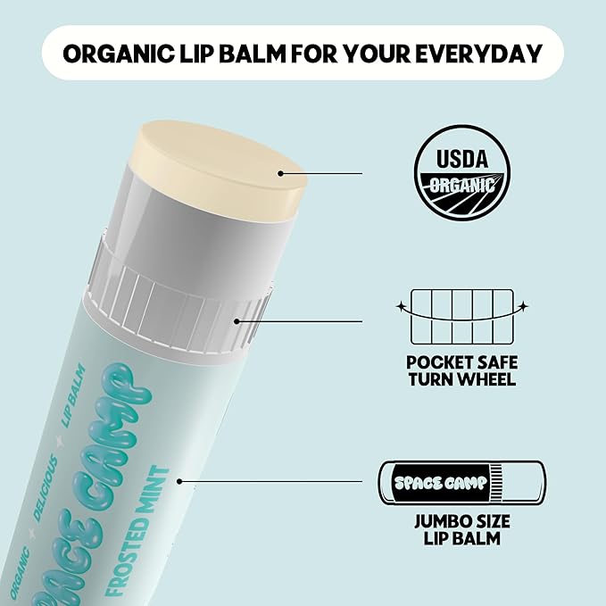 Wellness Jumbo Lip Balm - Frosted Mint Organic Flavored Balm (2 Pack)