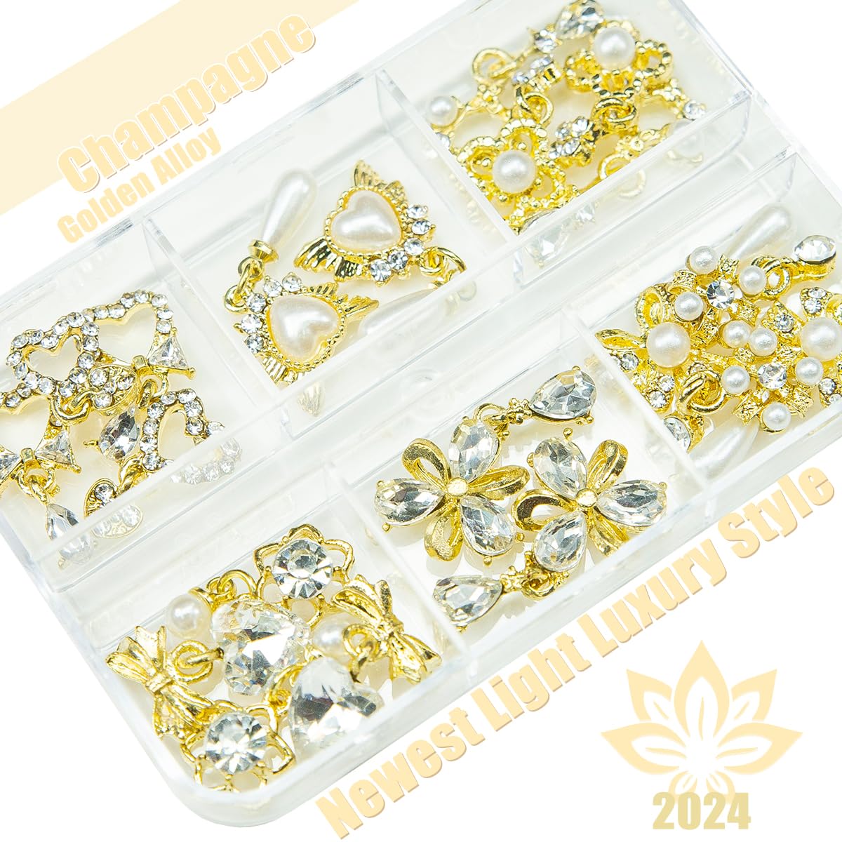 20Pcs Luxury Nail Charms 10 Pair Dangle Nail Art Rhinestones Heart Charms for Nails Flower Nail Crystals Heart Pearl Crystal Big Gems 3D Alloy Gold Luxury Nail Gems for Nails Crafts DIY Jewelry Making