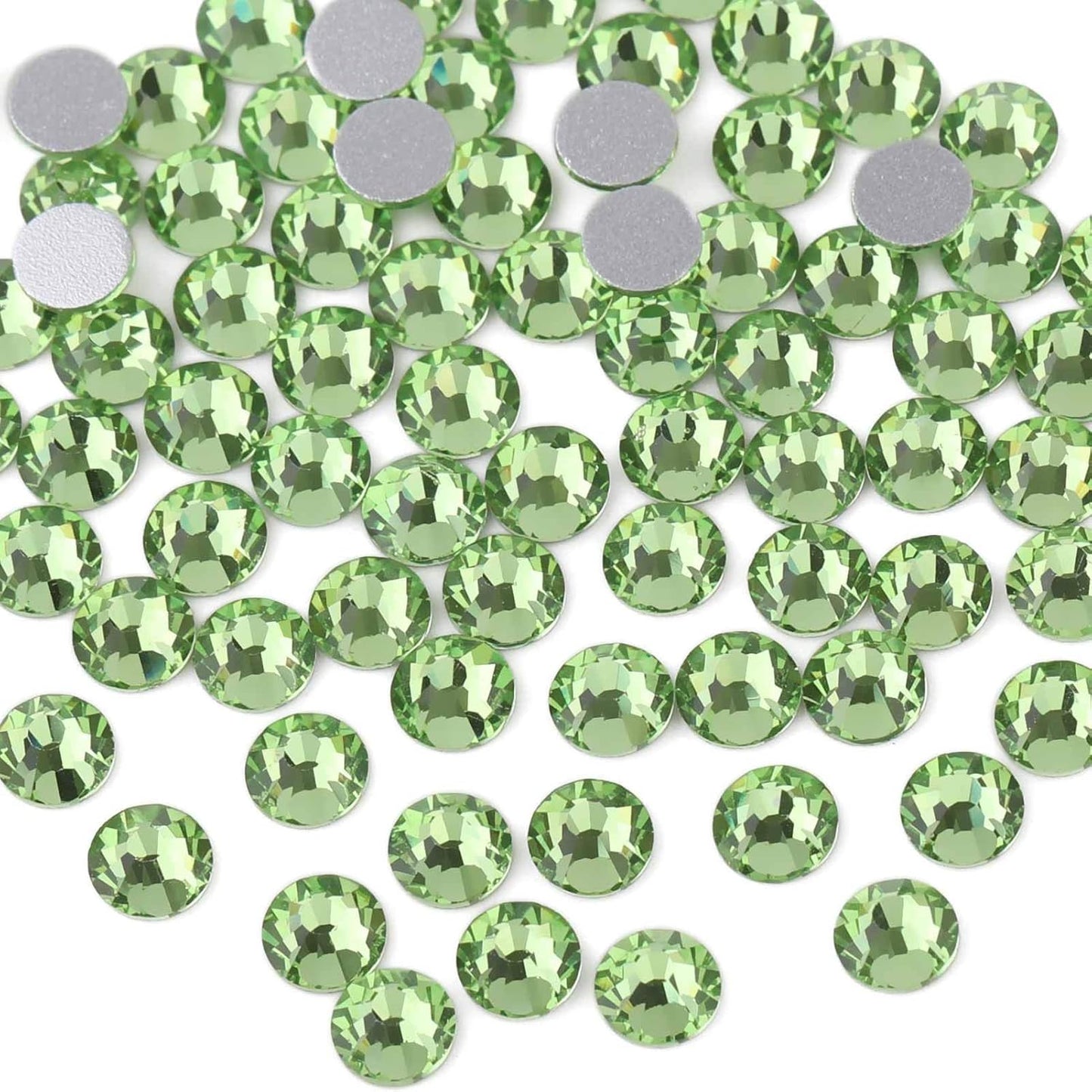 beadsland Flat Back Crystal Rhinestones Round Gems for Nail Art and Craft Glue Fix,Light Green (1.3-1.4mm) SS3/1440pcs