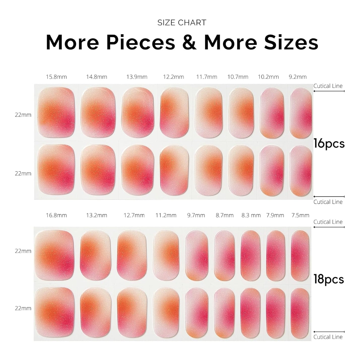 Semi Cured Gel Nail Strips - NAILOG 34 Pcs Nude Pink Gel Nail Stickers Extra Long Nail Wraps with Glossy Gel Finishing for Spring Summer, Pink Aurora