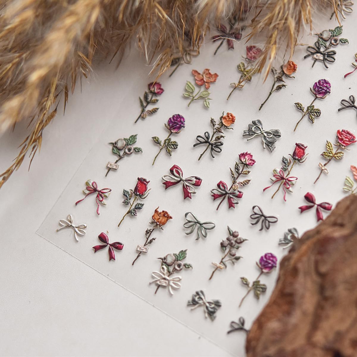 5D Embossed Rose Nail Stickers Flower Nail Art Floral Nail Decals Cute Stickers for Nails Designs Self Adhesive Nail Art Supplies & Decorations for Women Girls 1 Sheet