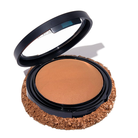 LAURA GELLER NEW YORK Baked Double Take Powder Foundation - Deep - Buildable Medium to Full Coverage - Matte Finish