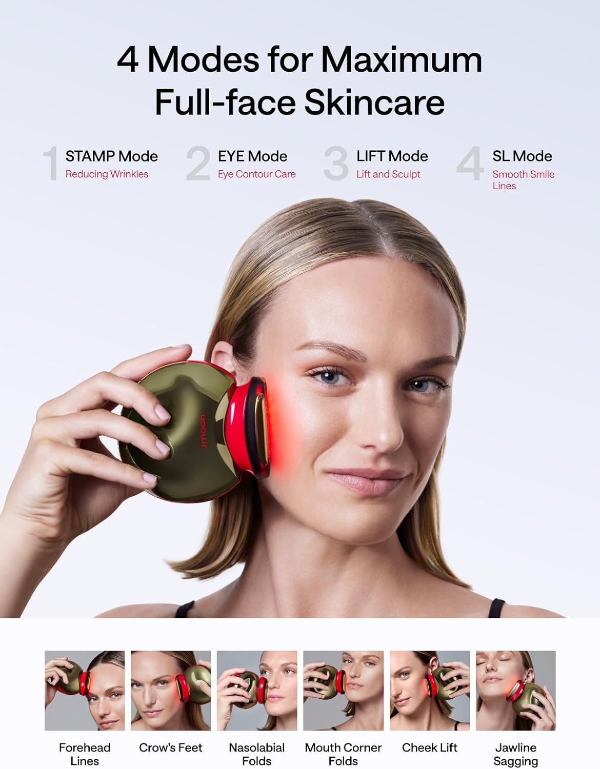 JMOON NouvelleSkin Facial Toning Device, FDA-Cleared Microcurrent Facial Device and Red Light Therapy for Face, 4 Modes & 5 Intensity Levels for Personalized Face Lift & Smoothing. M30U PR