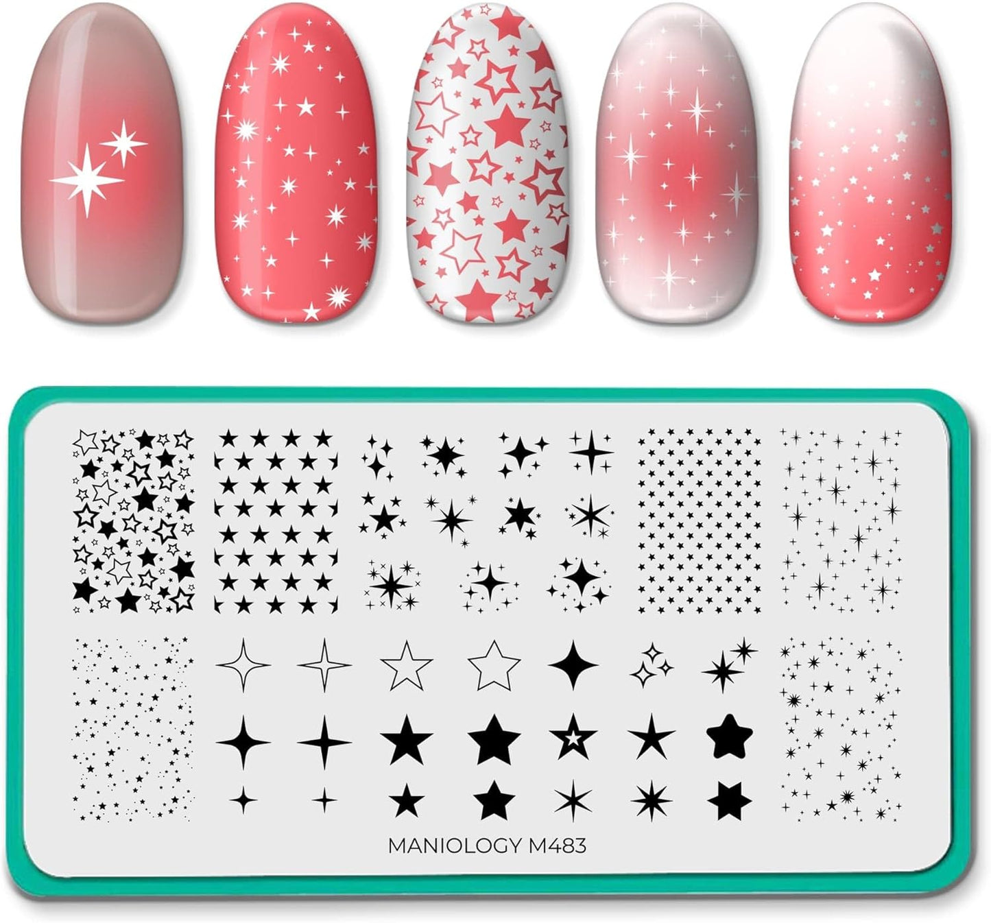 Maniology Shape Nouveau All-Star Nail Stamping Plate | Celestial Stamp Plates, Galaxy Stars Manicure Designs, Constellation Astronomical DIY Patterns - Rectangular, Stainless Steel Nail Art Template