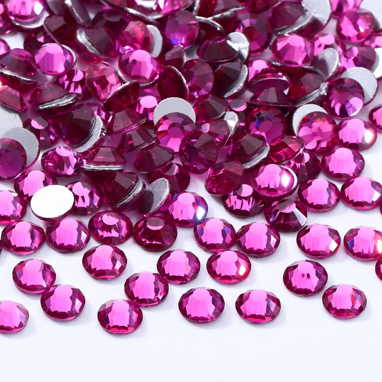 Fuchsia Flatback Rhinestones, Glass Rhinestones for Nail Art and Craft, Glue Fix, Loose Crystal Gemstones(Fuchsia, SS20, 2880pcs, 4.6-4.8mm)