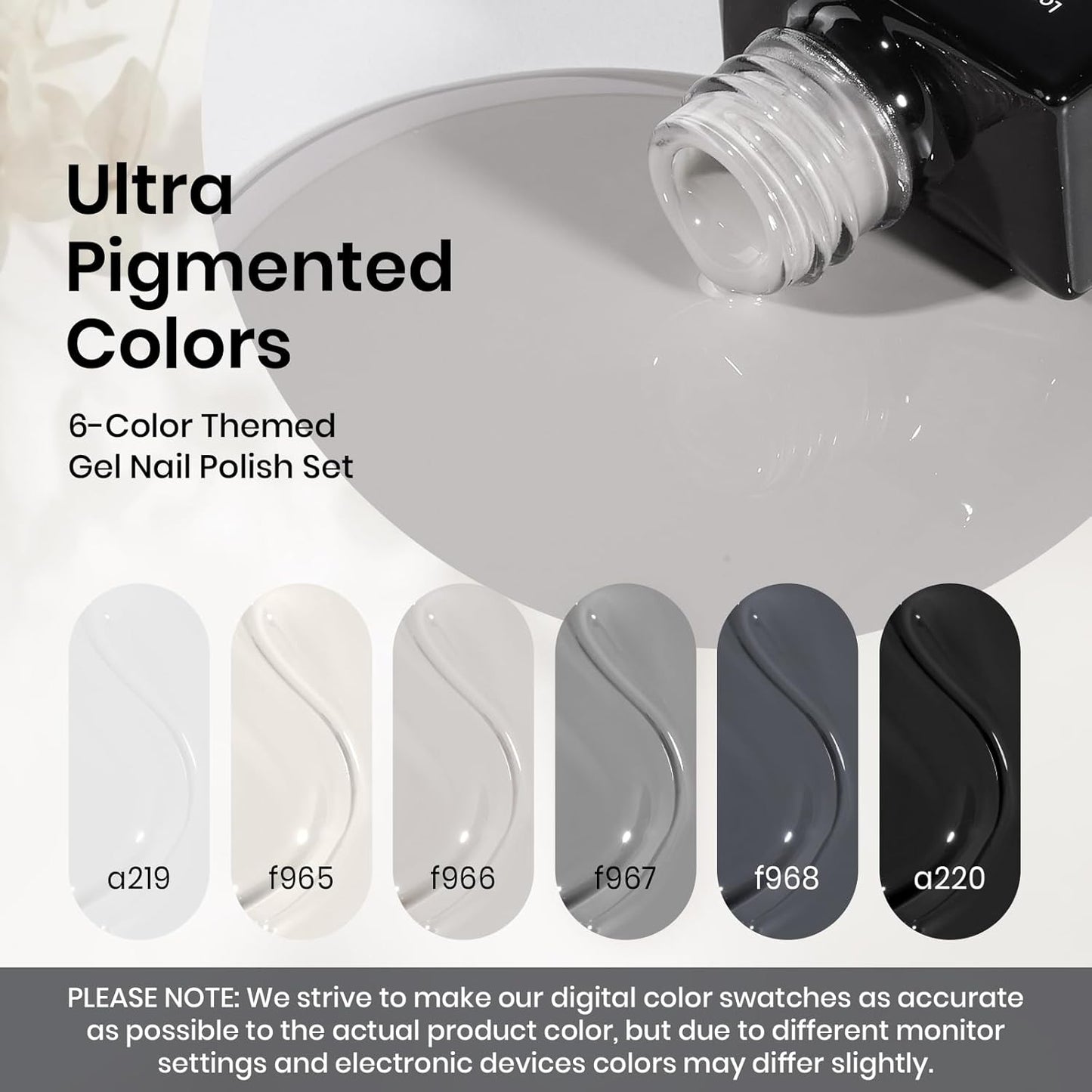 Beetles Gray Gel Polish Set 6 Colors White Black Nude Neutral Gray Milky Gel Nail Polish Kit Soak off Uv Led Lamp Needed Manicure DIY Home Gifts for Women Soft Eclipse