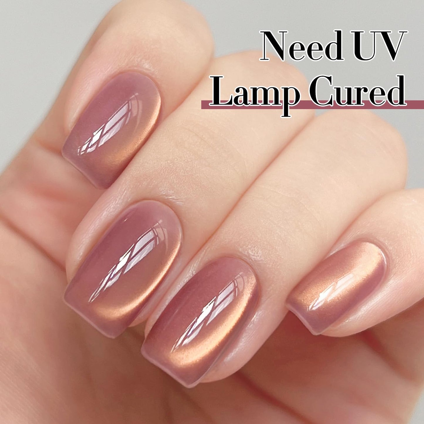 Double Rhythm 15ML Ice Glass Cat Eye Gel Polish with Magnet Holographic Glitter Shimmer Translucent Sheer Color Salon Soak Off Magnetic Nail at Home (Golden Violet-MC1129)