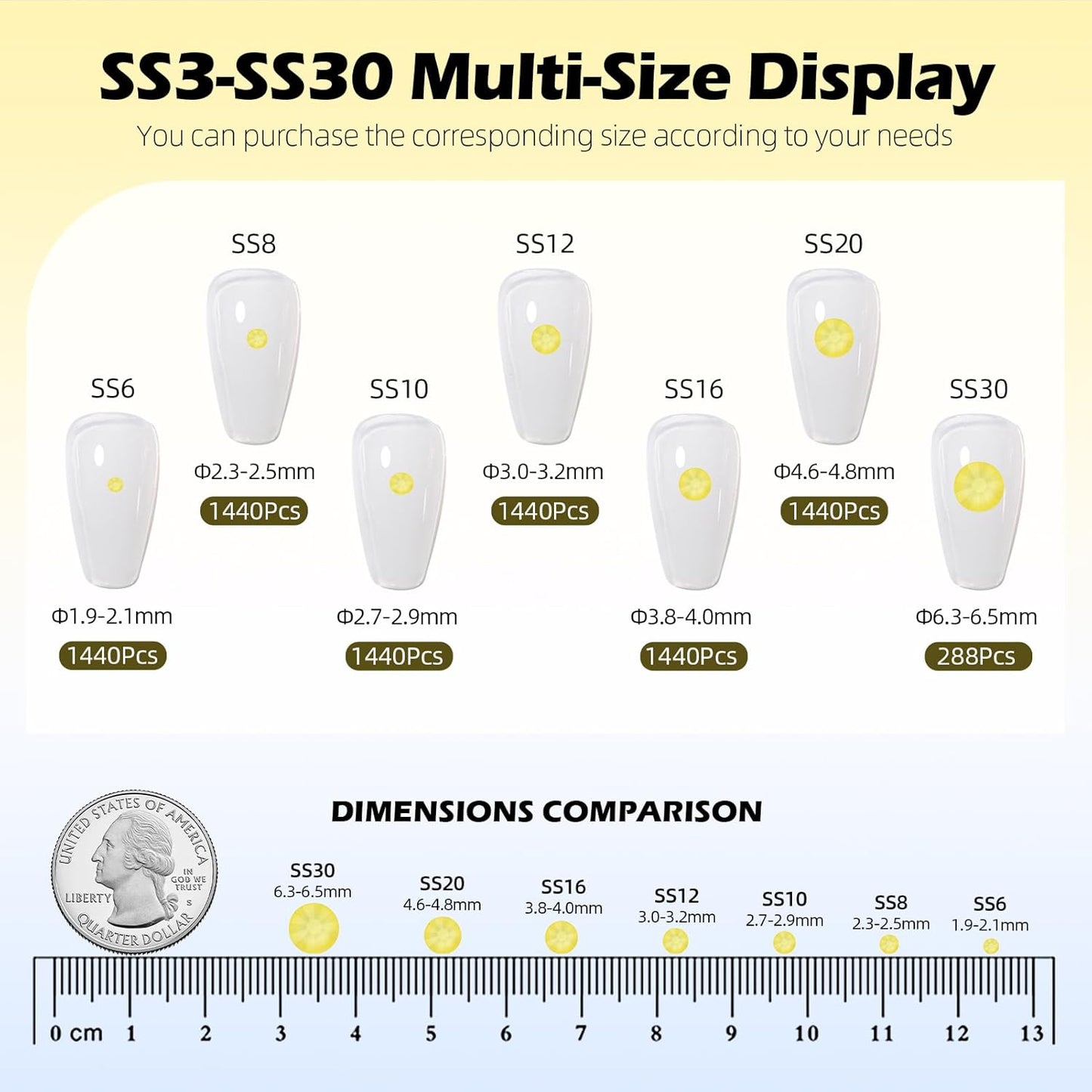 Mocha Citrine Flatback Rhinestones, Glass Rhinestones for Nail Art and Craft, Glue Fix, Loose Crystal Gemstones(Mocha Citrine, SS6, 1440pcs, 1.9-2.0mm)