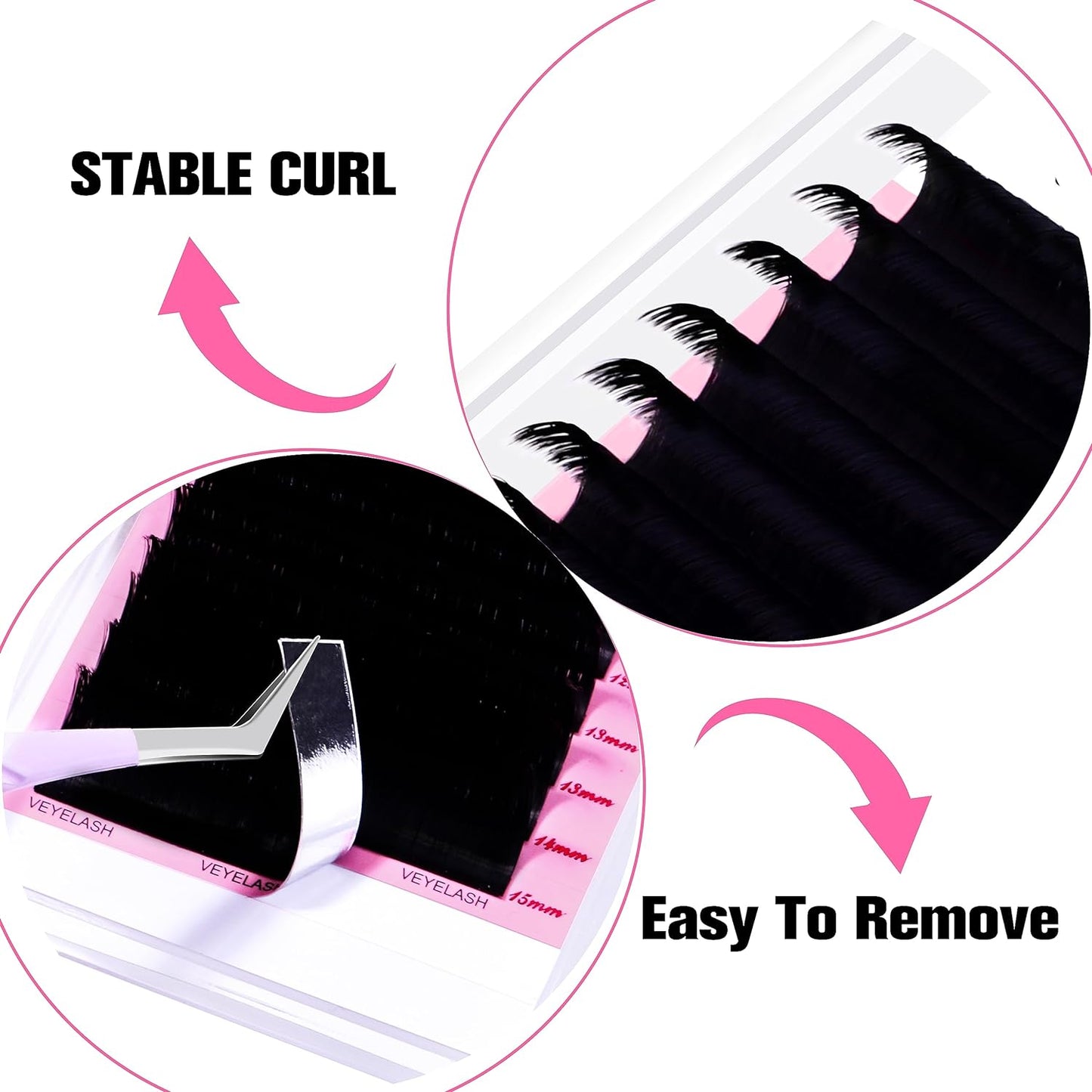 VEYES INC Cashmere Smart Fan Lash Extensions 0.03 0.05 0.07 C/CC/D Curl 8-20mm Mixed & Single Length, Super Matte Black Volume Lashes, Professional Supplies for Lash Techs (0.05 CC 16mm)