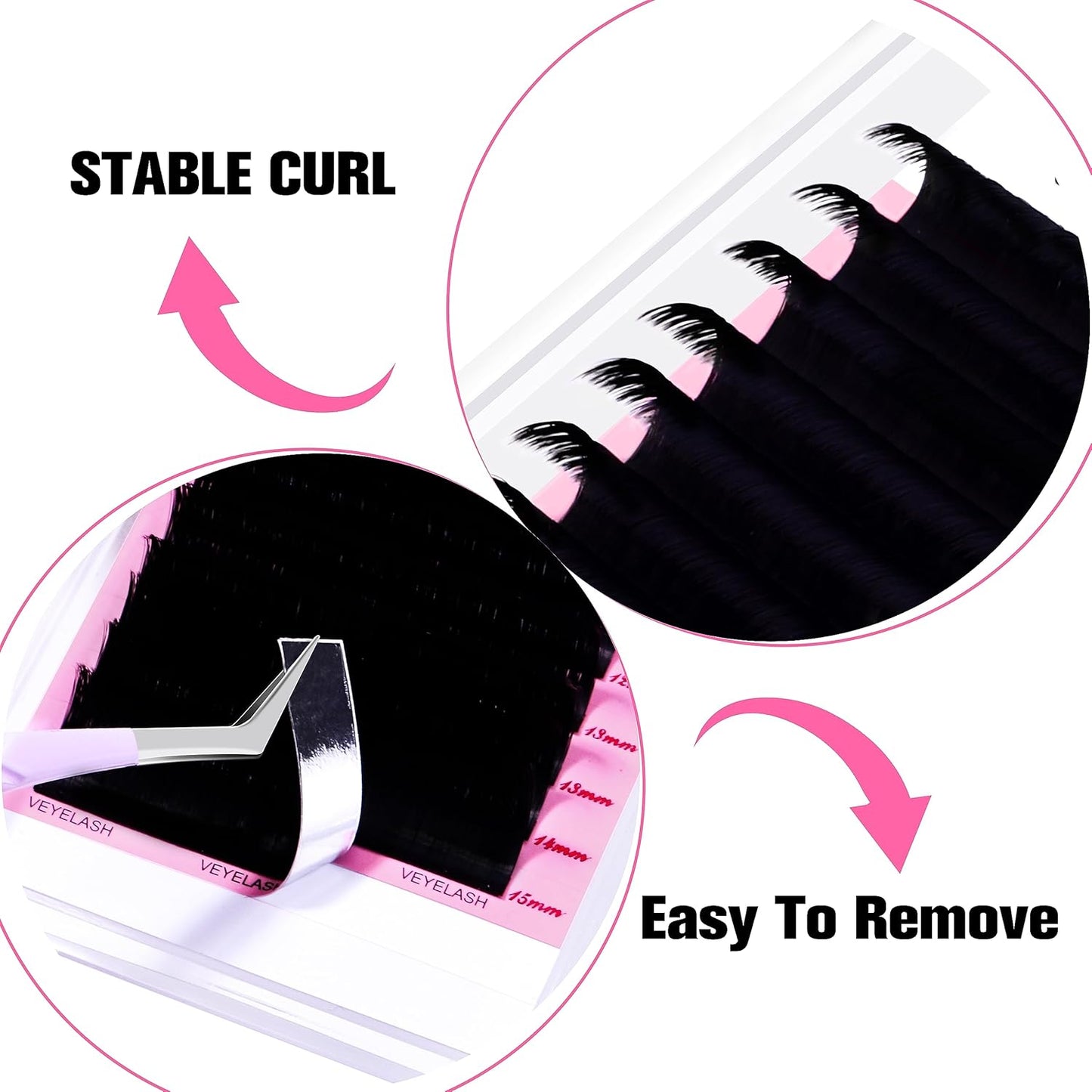 VEYES INC Cashmere Smart Fan Lash Extensions 0.03 0.05 0.07 C/CC/D Curl 8-20mm Mixed & Single Length, Super Matte Black Volume Lashes, Professional Supplies for Lash Techs (0.03 D 18mm)