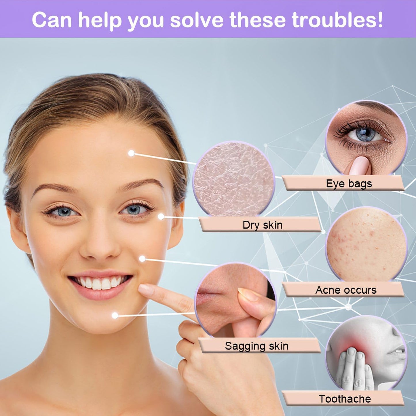 KOGITI Face Ice Roller & Mold - Beauty Facial Massage Tool for Puffiness Relief, Ice Cube Holder (New-Purple)