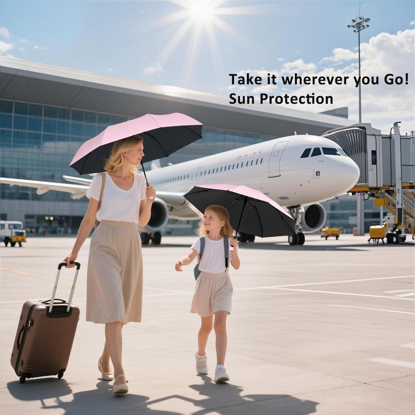 BAODINI Travel Mini Umbrella for Purse With Case Small Compact UV Sun Protection Sun Lightweight Tiny Pocket Manual Open Close Umbrella for Women Kids and Men