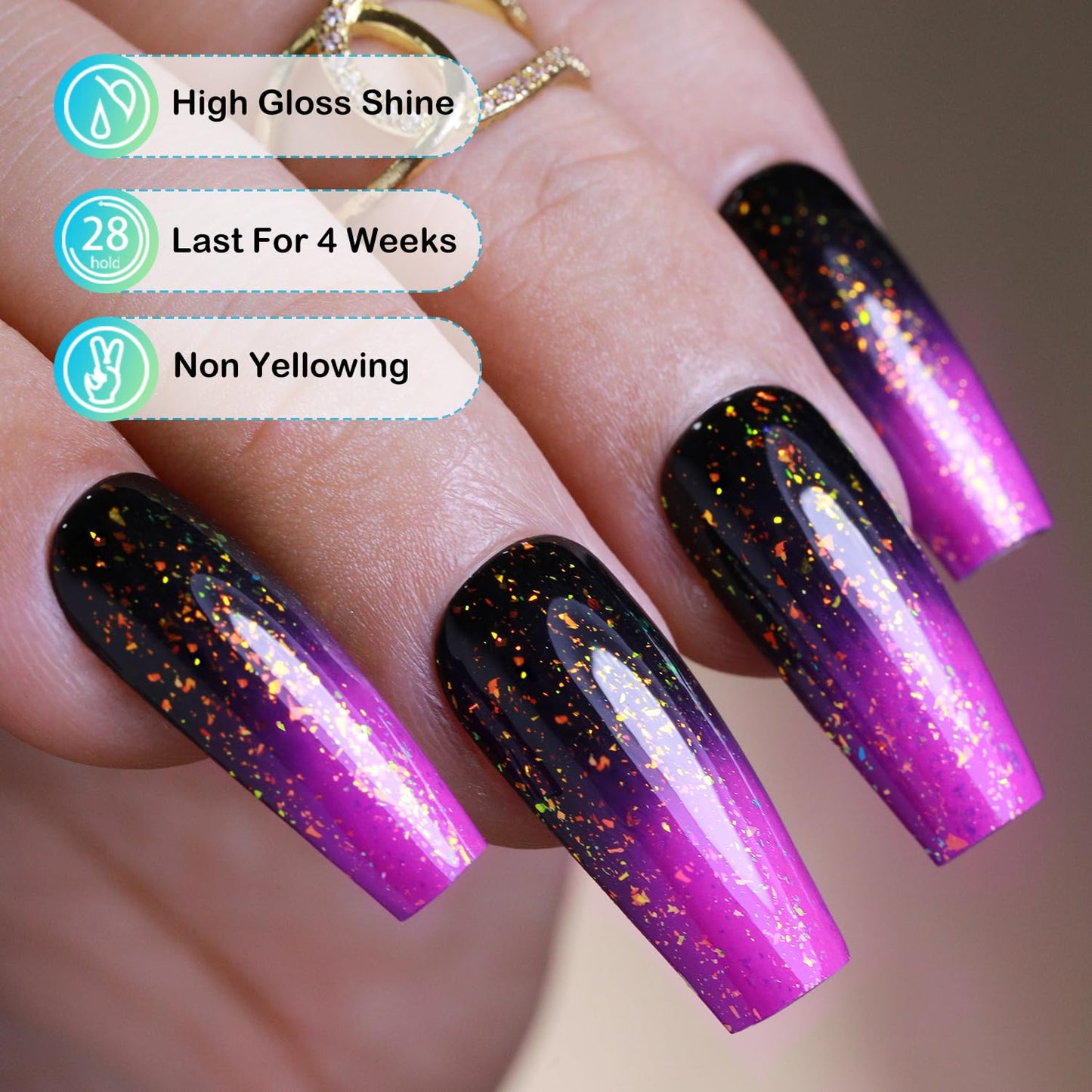 Double Rhythm 15ML No Wipe Gel Top Coat Base Coat Iridescent Glitter Shimmer 2 in 1 Nail Polish Soak Off Manicure DIY Home Salon (AURORA TOP COAT 6)
