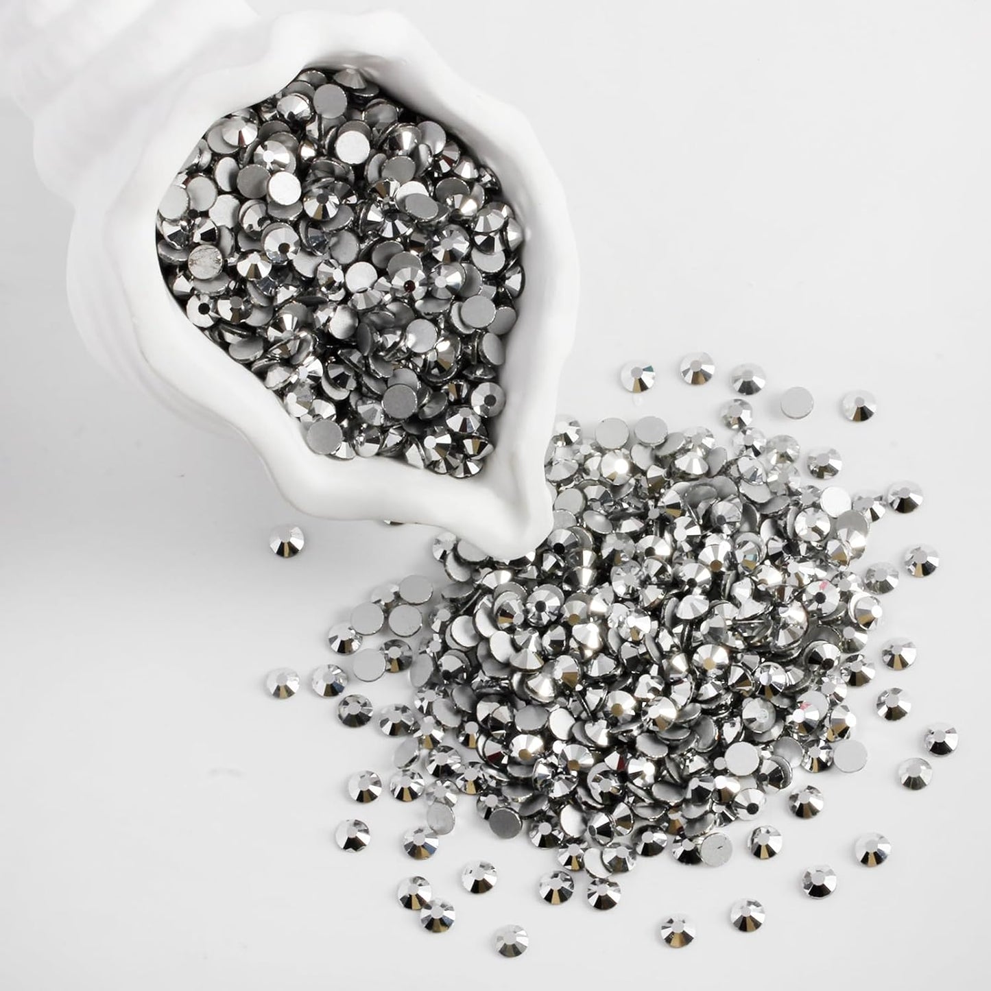 5000 PCS SS6 Flatback Rhinestones,12-Facet Diamond-Cut Glass Gems for Nail Art,Clothing,DIY Crafts,Glue-On Decoration Stones with Silver Backing,Silver Hematite