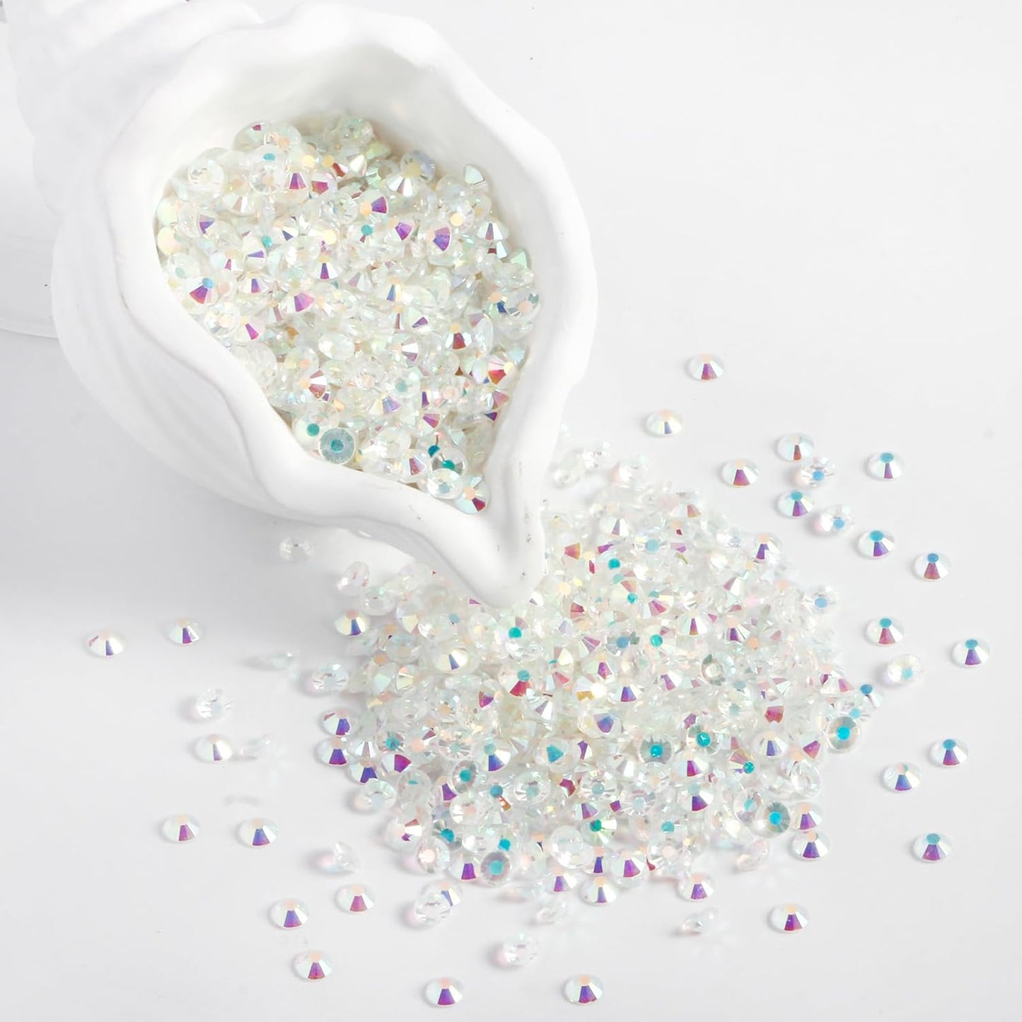 2000PCS SS20 Flatback Rhinestones | 12-Facet Diamond-Cut Glass Gems for Nail Art, Clothing, DIY Crafts |Glue-On Decoration Stones with Silver Backing(Transparent AB)