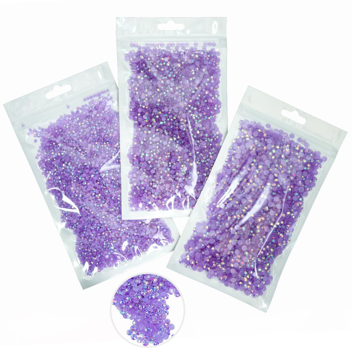 16000PCS Light Purple AB Resin Rhinestones for Crafting 3mm 4mm 5mm Violet Flatback Jelly Stones Bulk SS10 SS16 SS20 Diamonds Crystals Gems for Nails Face Eyes Makeup Mugs Tumblers Bottles DIY Crafts