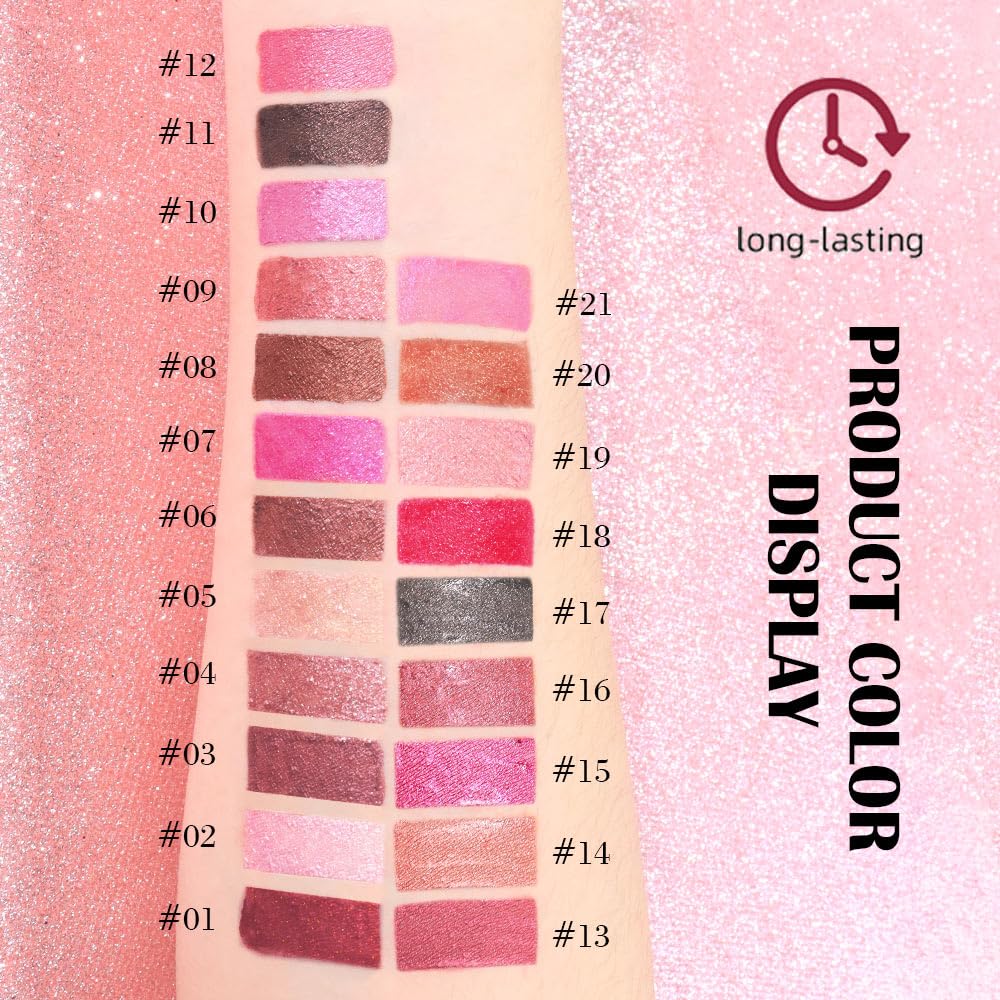 Kaely 2-in-1 Mauve Pink Metallic Lipstick and Lip Liner, Shimmer Liquid Metallic Lipsticks for Women, Glitter Lip Gloss Stain Long Lasting Waterproof Smudge Proof 24 Hour, Vegan Makeup, 12