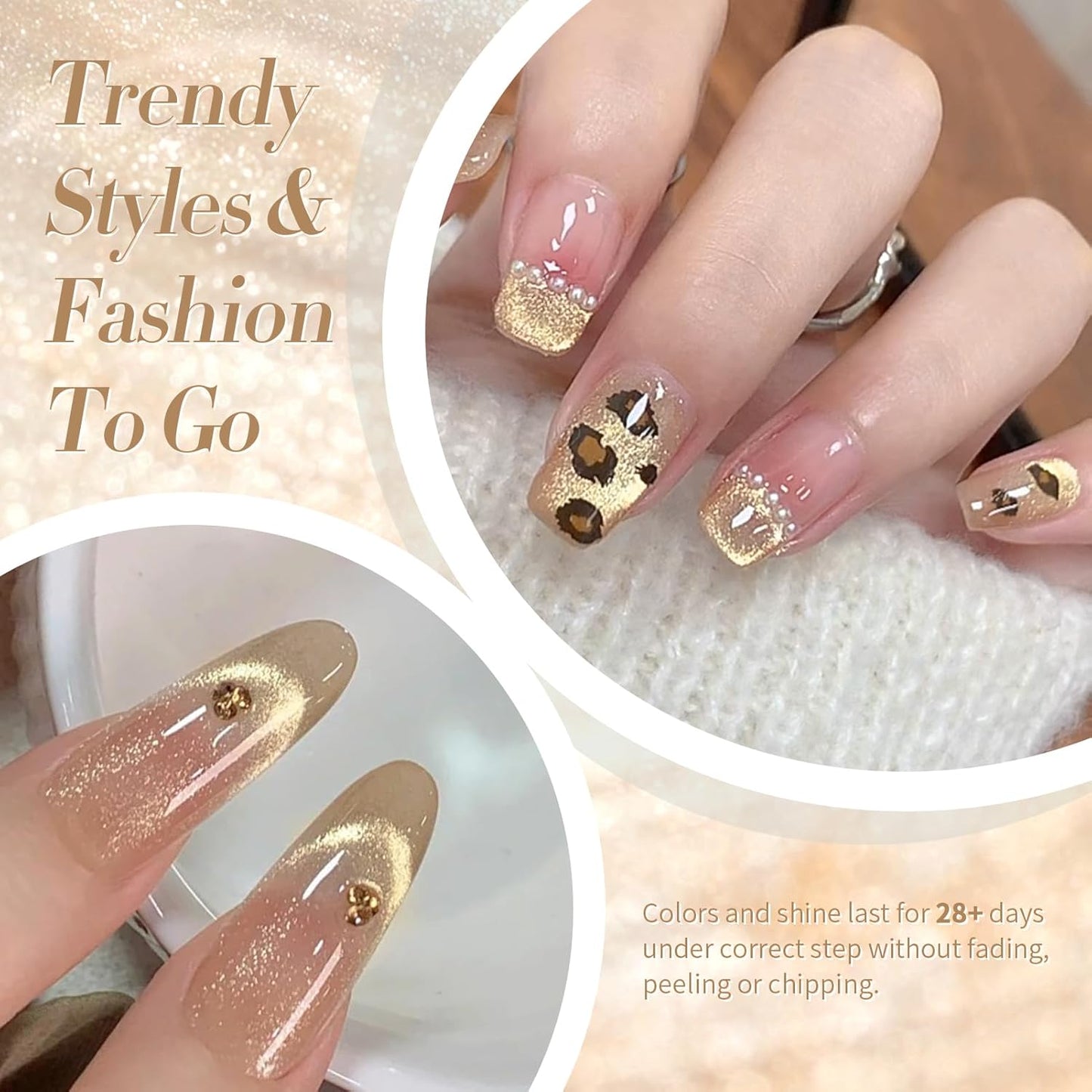 Born Pretty Cat Magnetic Eye Gel Nail Polish Champagne Gold Holographic Glitter Gel Polish Glass Magnetic Gel Nail Polish 15ML