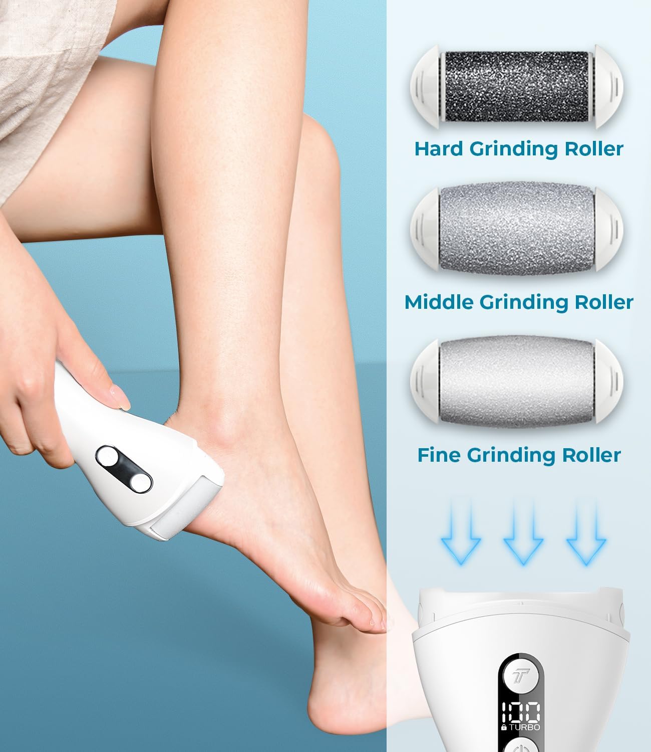 Electric Callus Remover for feet,Rechargeable Foot File Electronic Pedicure Tools Kit for Calloused Removal, Waterproof Electric Foot Scrubber Duty Feet Care for Heels Dead