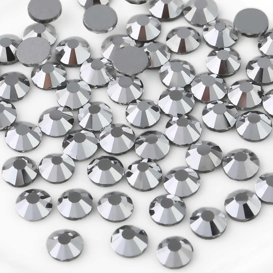 Beadsland 2880pcs Flat Back Crystal Rhinestones Round Gems for Nail Art and Craft Glue Fix,Silver Hematite,SS4,1.5-1.7mm