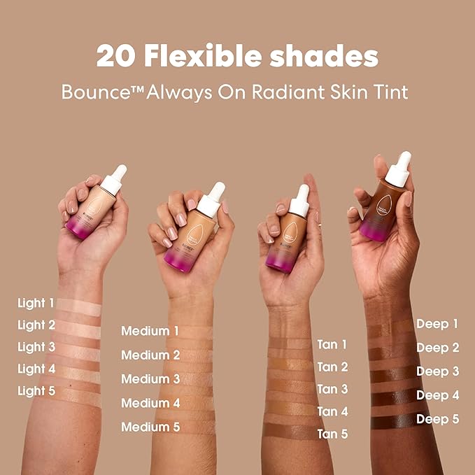Beautyblender 12-Hour Always on Radiant Skin Tint, Breathable Serum Foundation Stays Put for All Day Long Wear, Infused with Hyaluronic Acid & Niacinamide, Light 4