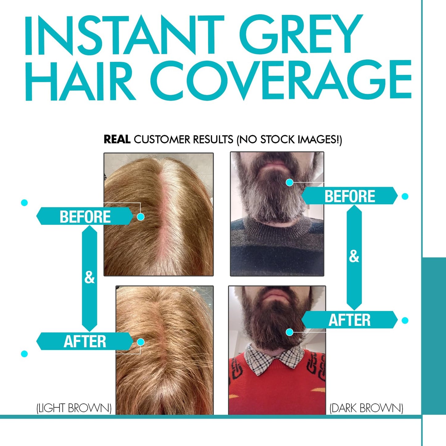 Root Touch Up Hair Color Root Cover Up with Double-Ended Brush for Hair Color for Gray Hair Coverage - Portable Hair Powder Solution for Quick Gray Coverage (Light Brown, 6g)