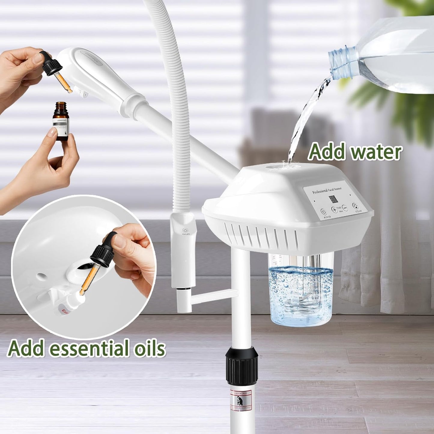 Professional Facial Steamer for Deep Hydration,2in1 Ozone Face Steamer with 5X Magnifying Lamp,Suitable for Home Use or Beauty Spa Deep Cleansing and Hydration