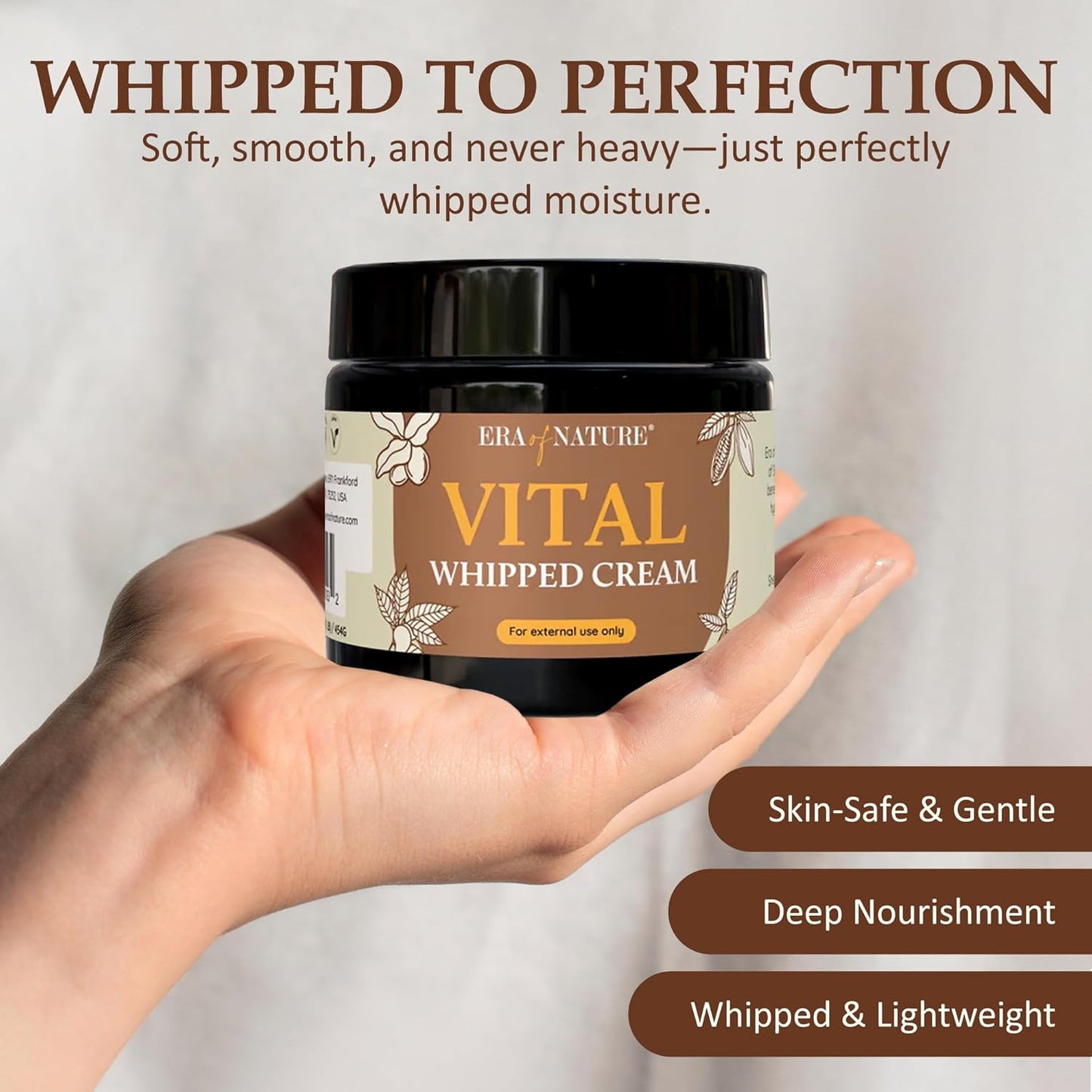 era of nature Shea Butter, Mango & Cocoa Blend Vital Whipped Body Cream for Women 16oz - Lightweight Whipped Lotion - Non-Greasy Body Butter Cream Lotion & Balm Moisturizer for Face, Hair & Dry Skin