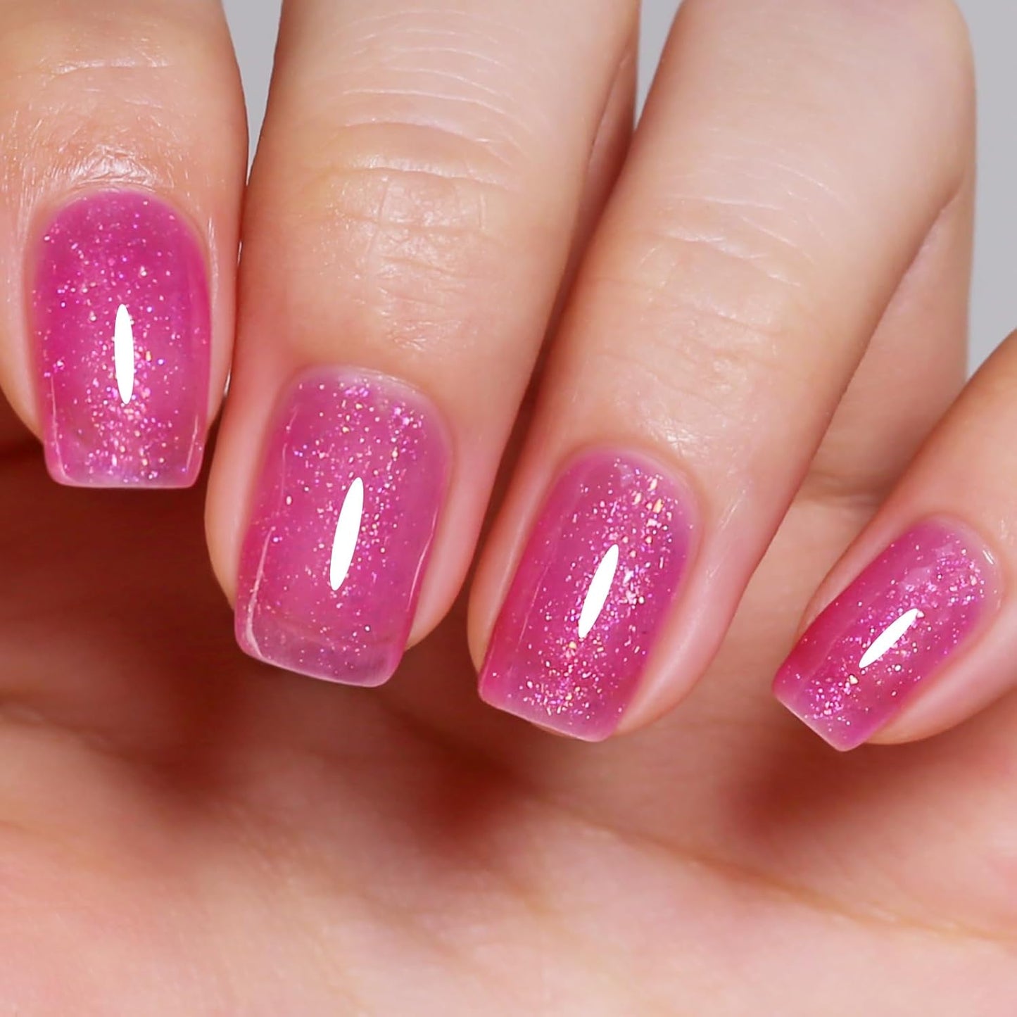 Imtiti Glitter Gel Nail Polish, Pink Iridescent Glitter Gel Polish Diamond Shimmer Sparkle Soak Off UV LED Nail Gel Polish spring summer Manicure 10ML