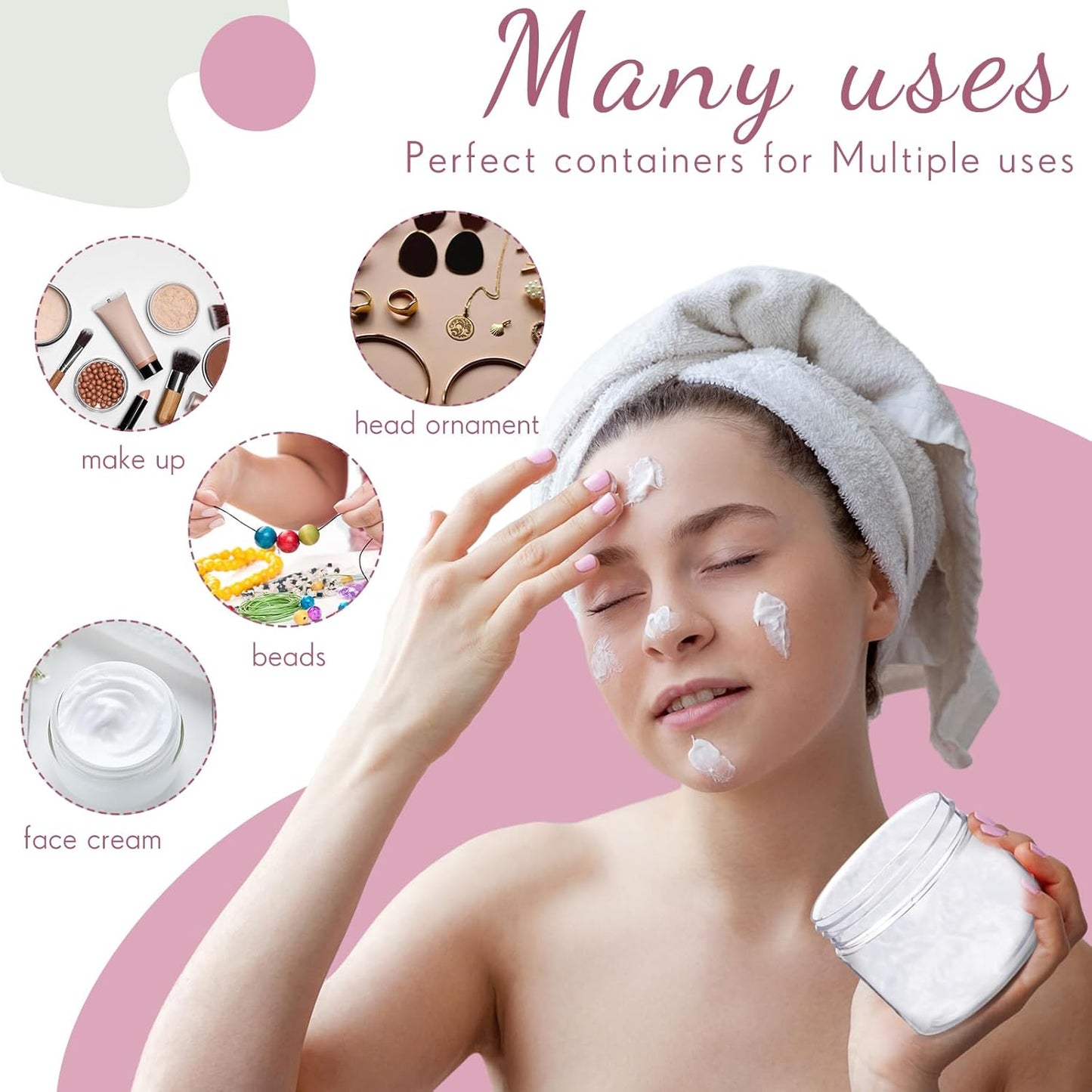 SATINIOR 36 Pieces 4 oz Plastic Jars with Lids Wide Mouth Airtight Reusable Container Acrylic Cosmetic Small Jars for Lotions Ointments Travel Toiletries Creams Make up Storage(Black)