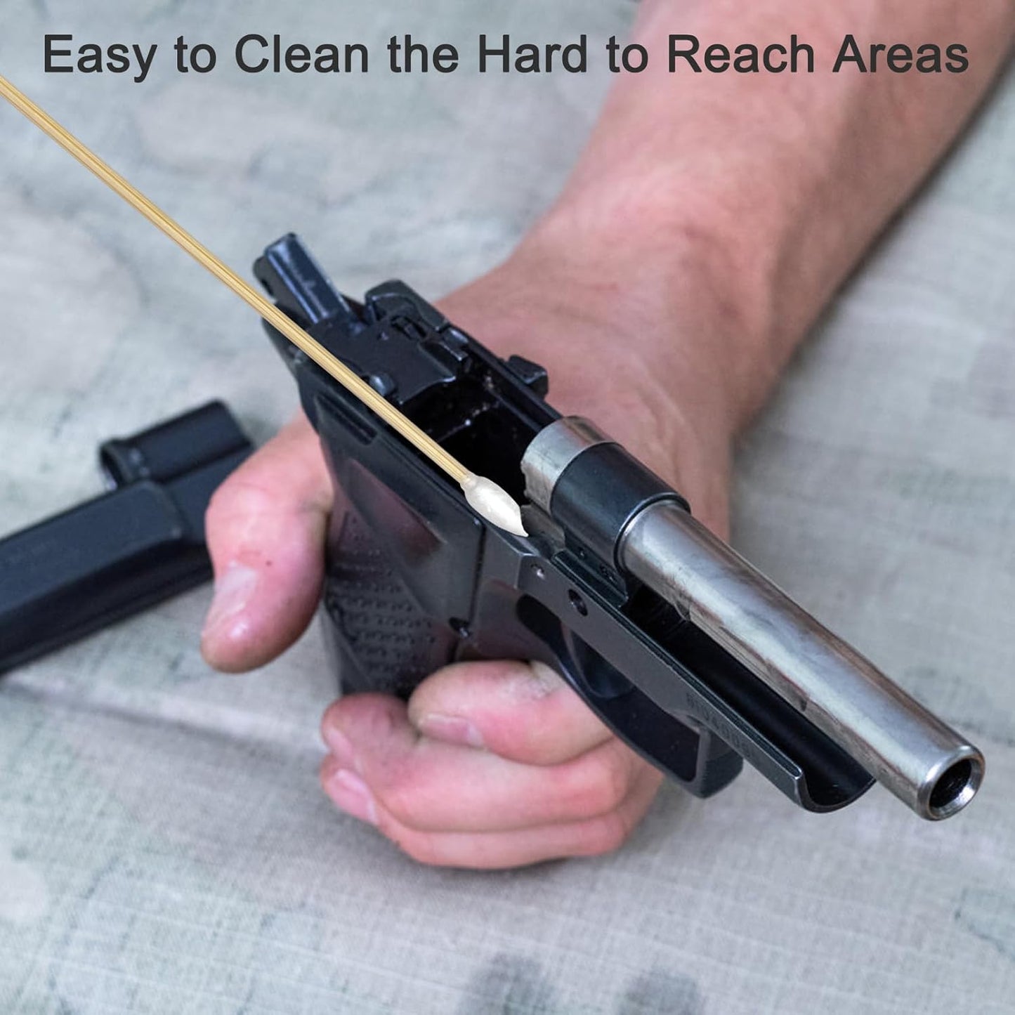 Gun Cleaning Swabs, Dual - Ends Tips, 6 Inch Gun Cleaning Supplies, Long Cotton Swabs with Bamboo Sticks in A Storage Case for Gun Cleaning and Maintenance