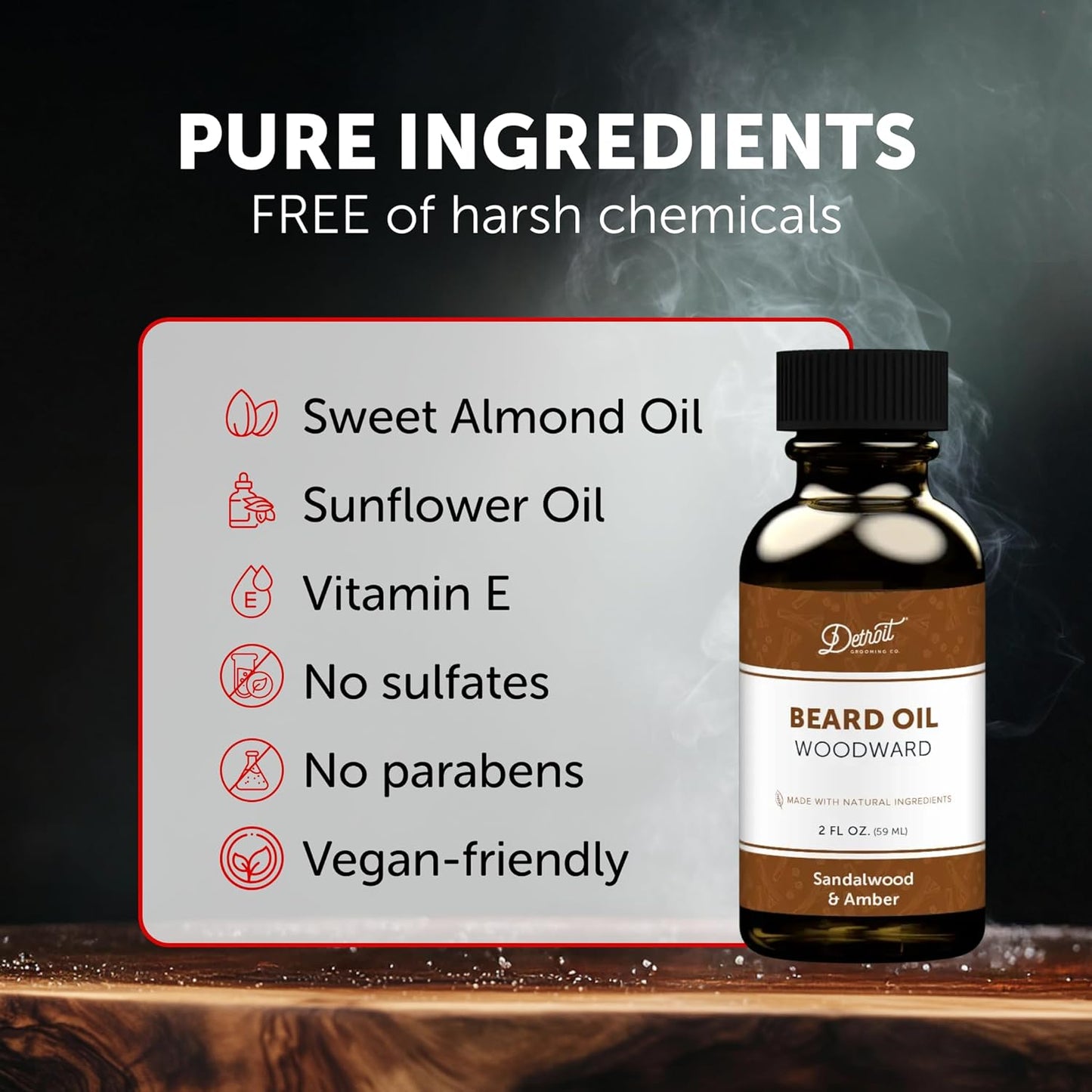 Detroit Grooming Beard Oil | Hydrating & Nourishing Formula • Woodward Scent (2 oz)